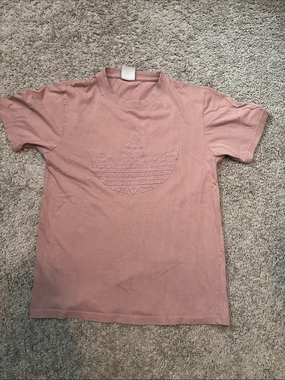 adidas Embossed Trefoil Short Sleeve Tee in Dusty Rose